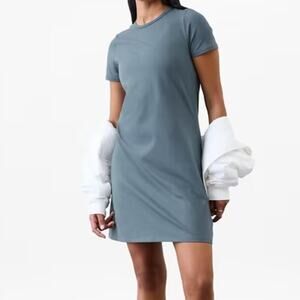 NWT Athleta Essential Tee Dress Elevated Basics in Abalone Grey Size XL